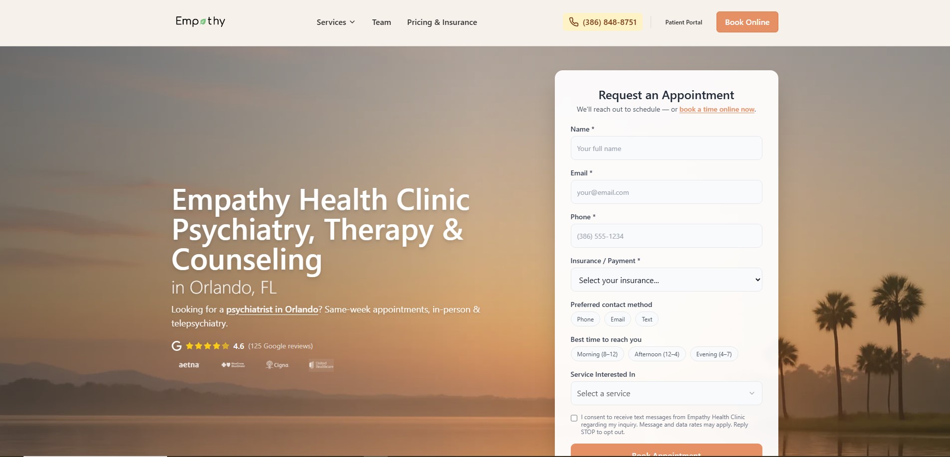 Empathy Health Clinic website preview
