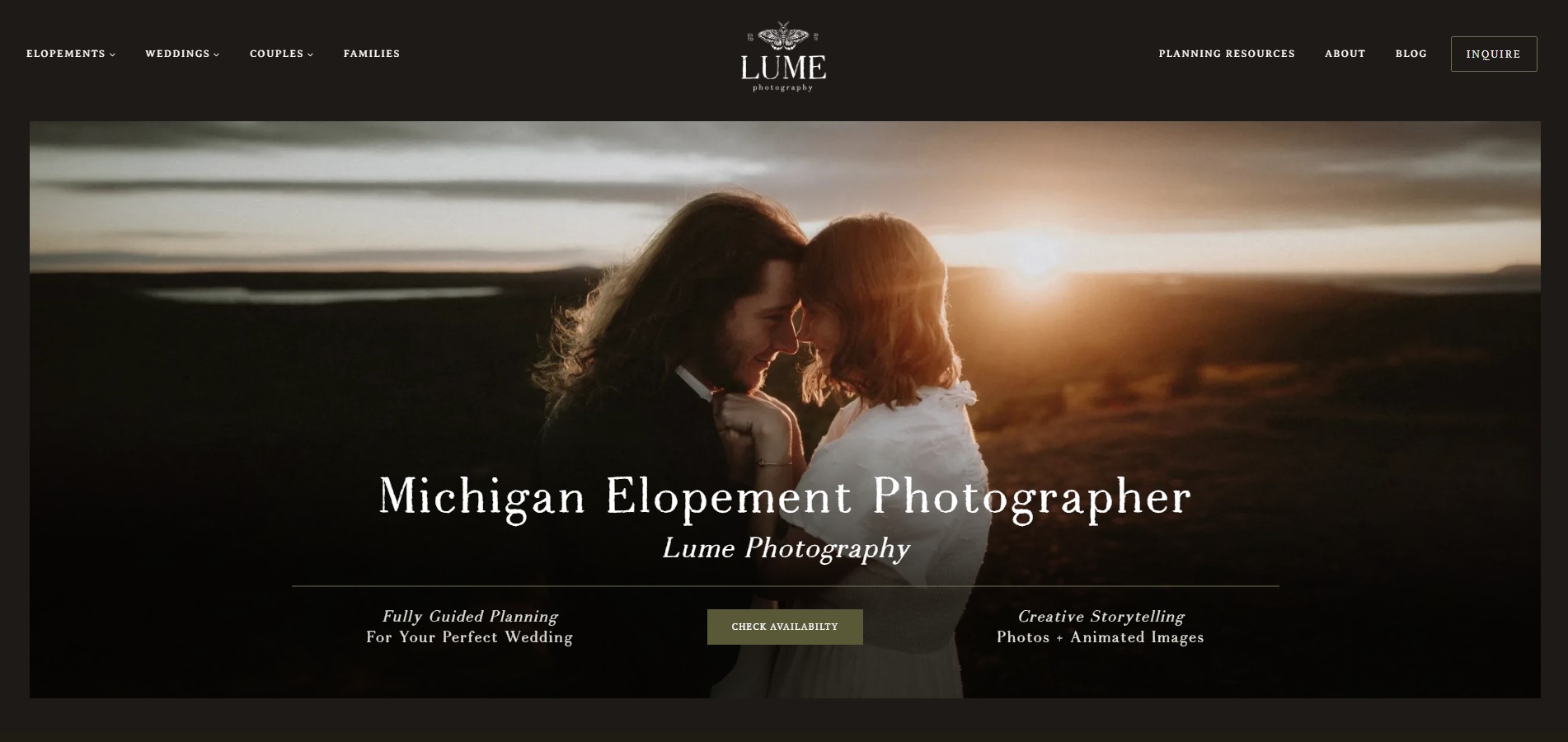Lume Photography website preview