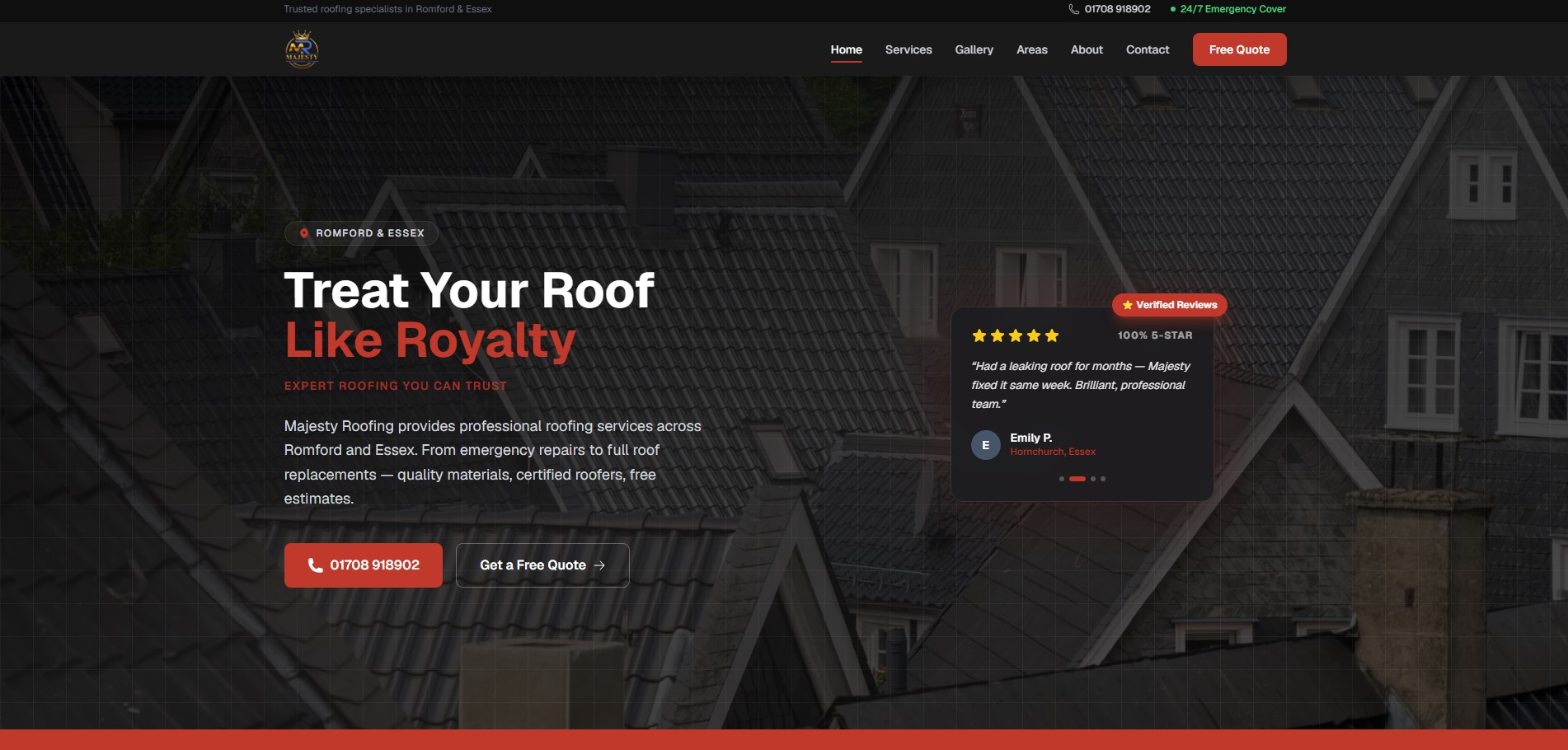 Majesty Roofing website preview
