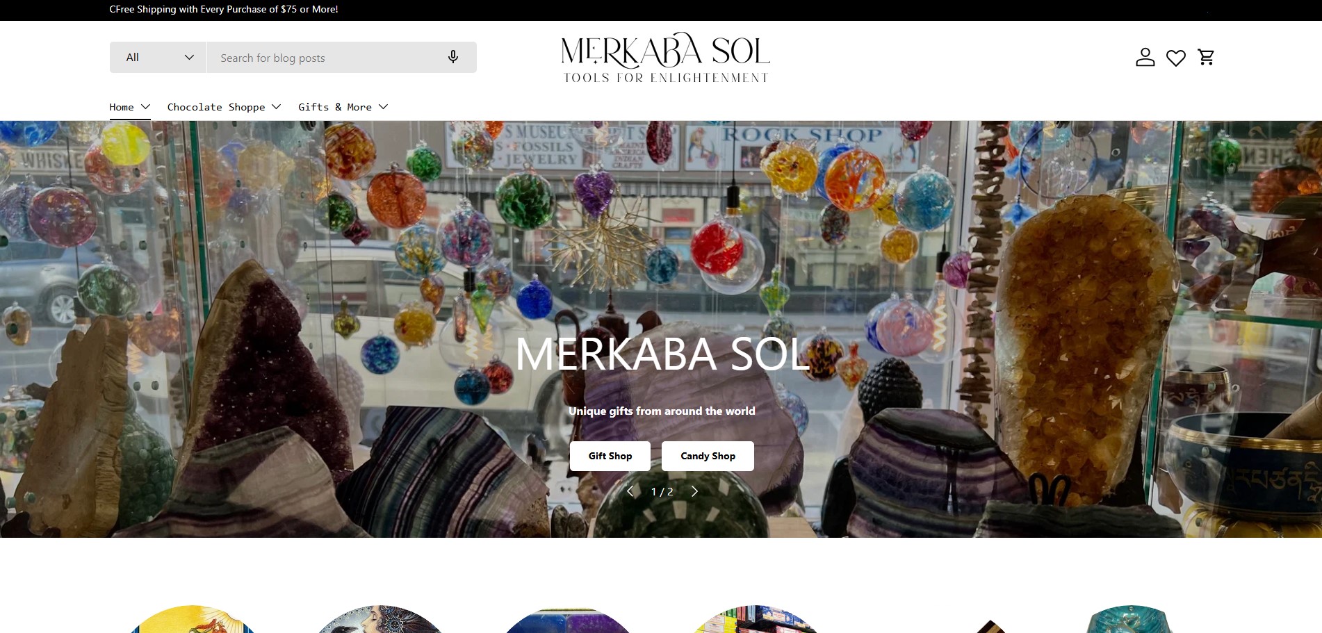 Merkaba Sol Shop website preview