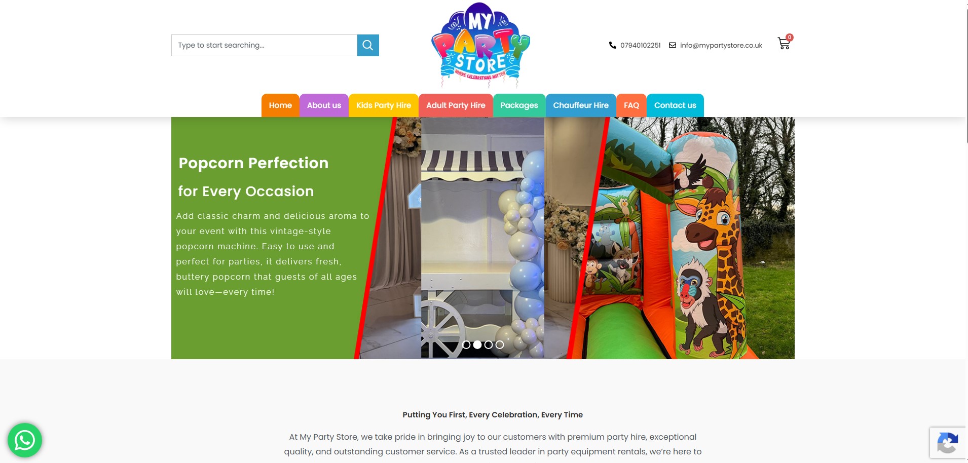 Mypartystore website preview