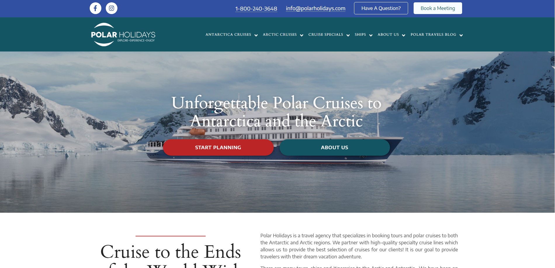 Polar Holidays website preview