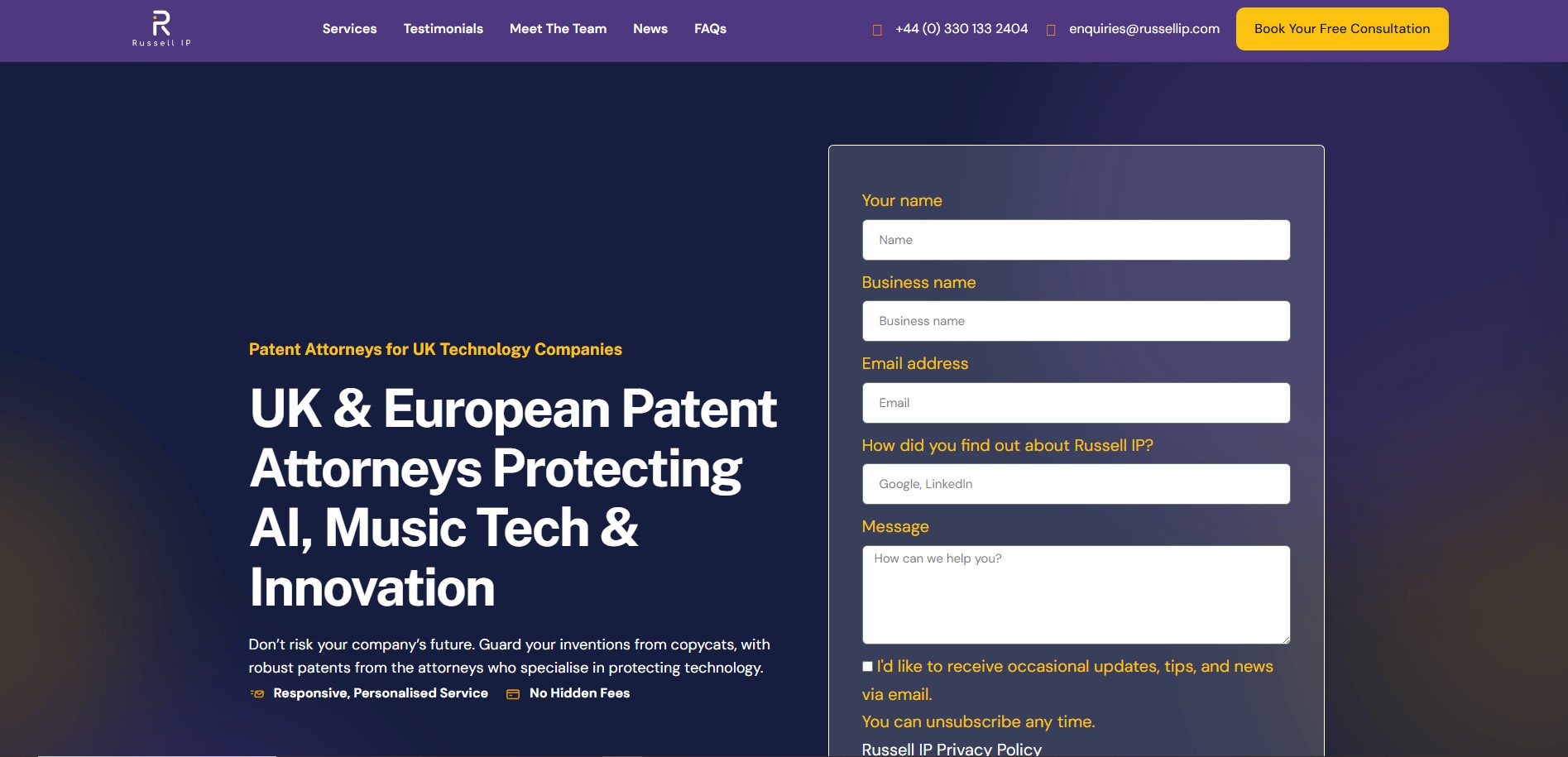 Russell IP website preview
