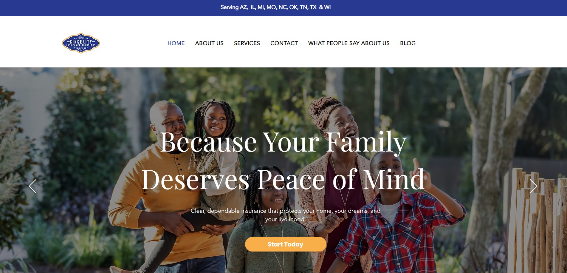 Sincerity Insurance website preview