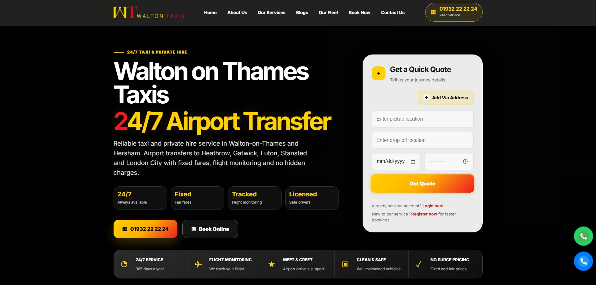 Taxi Walton on Thames website preview
