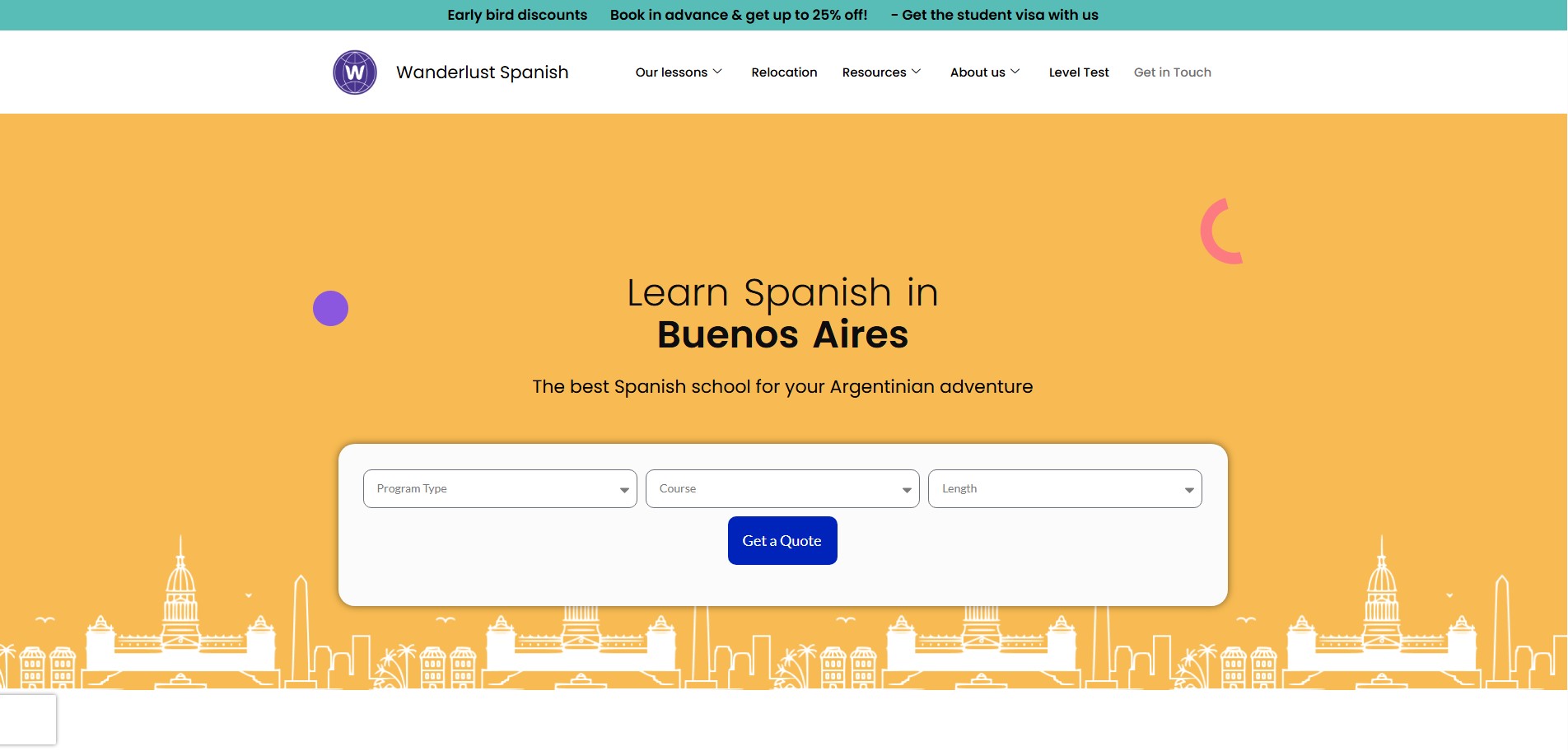 Wanderlust Spanish website preview